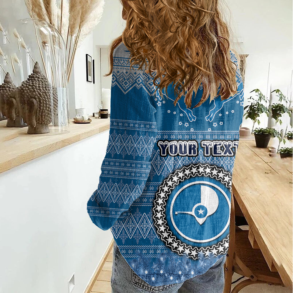 personalised-yap-christmas-women-casual-shirt-coat-of-arms-beautiful-merry-xmas-snowflake