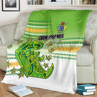 Cook Islands Va'a Race Blanket Te Tatau Tattoos Sporty Style Green-White Color - Polynesian Pride