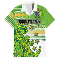 Personalised Cook Islands Va'a Race Family Matching Puletasi and Hawaiian Shirt Te Tatau Tattoos Sporty Style Green-White Color - Polynesian Pride