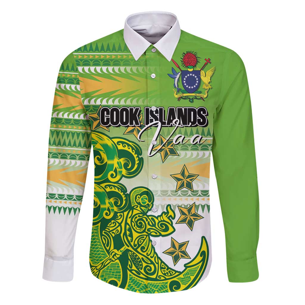 Personalised Cook Islands Va'a Race Family Matching Puletasi and Hawaiian Shirt Te Tatau Tattoos Sporty Style Green-White Color - Polynesian Pride