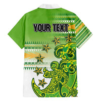 Personalised Cook Islands Va'a Race Hawaiian Shirt Te Tatau Tattoos Sporty Style Green-White Color - Polynesian Pride