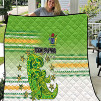 Cook Islands Va'a Race Quilt Te Tatau Tattoos Sporty Style Green-White Color - Polynesian Pride