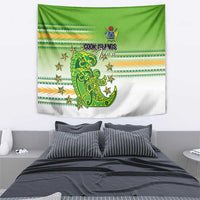 Cook Islands Va'a Race Tapestry Te Tatau Tattoos Sporty Style Green-White Color - Polynesian Pride