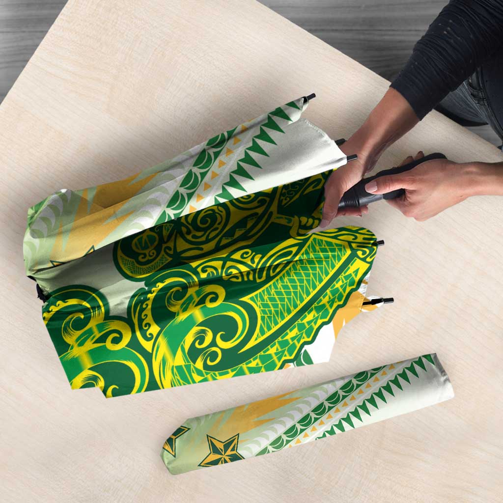 Cook Islands Va'a Race Umbrella Te Tatau Tattoos Sporty Style Green-White Color - Polynesian Pride