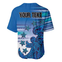 Personalised Cook Islands Va'a Race Baseball Jersey Te Tatau Tattoos Sporty Style Light Blue Color - Polynesian Pride