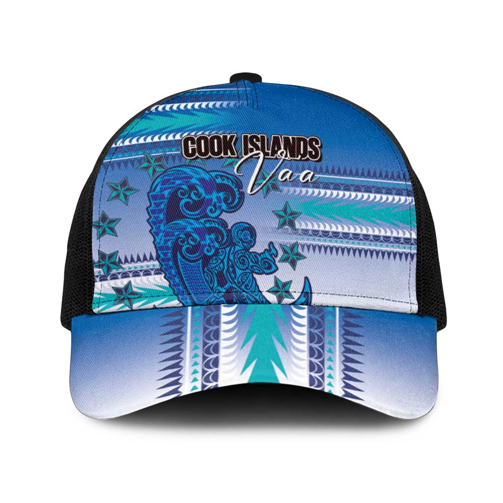 Cook Islands Va'a Race Baseball Net Cap Te Tatau Tattoos Sporty Style Light Blue Color - Polynesian Pride