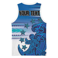 Personalised Cook Islands Va'a Race Basketball Jersey Te Tatau Tattoos Sporty Style Light Blue Color - Polynesian Pride