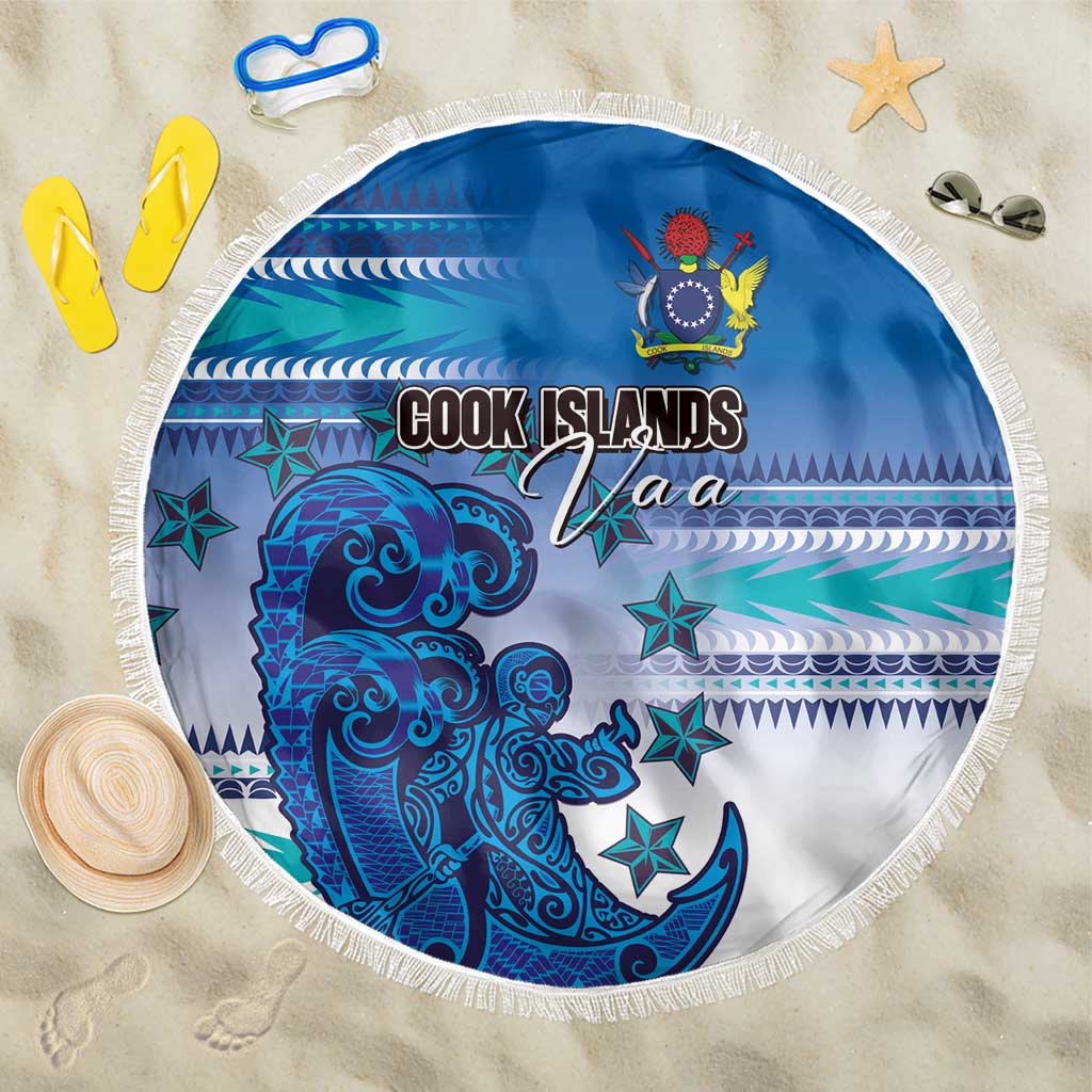 Cook Islands Va'a Race Beach Blanket Te Tatau Tattoos Sporty Style Light Blue Color LT03 One Size 150cm Blue - Polynesian Pride