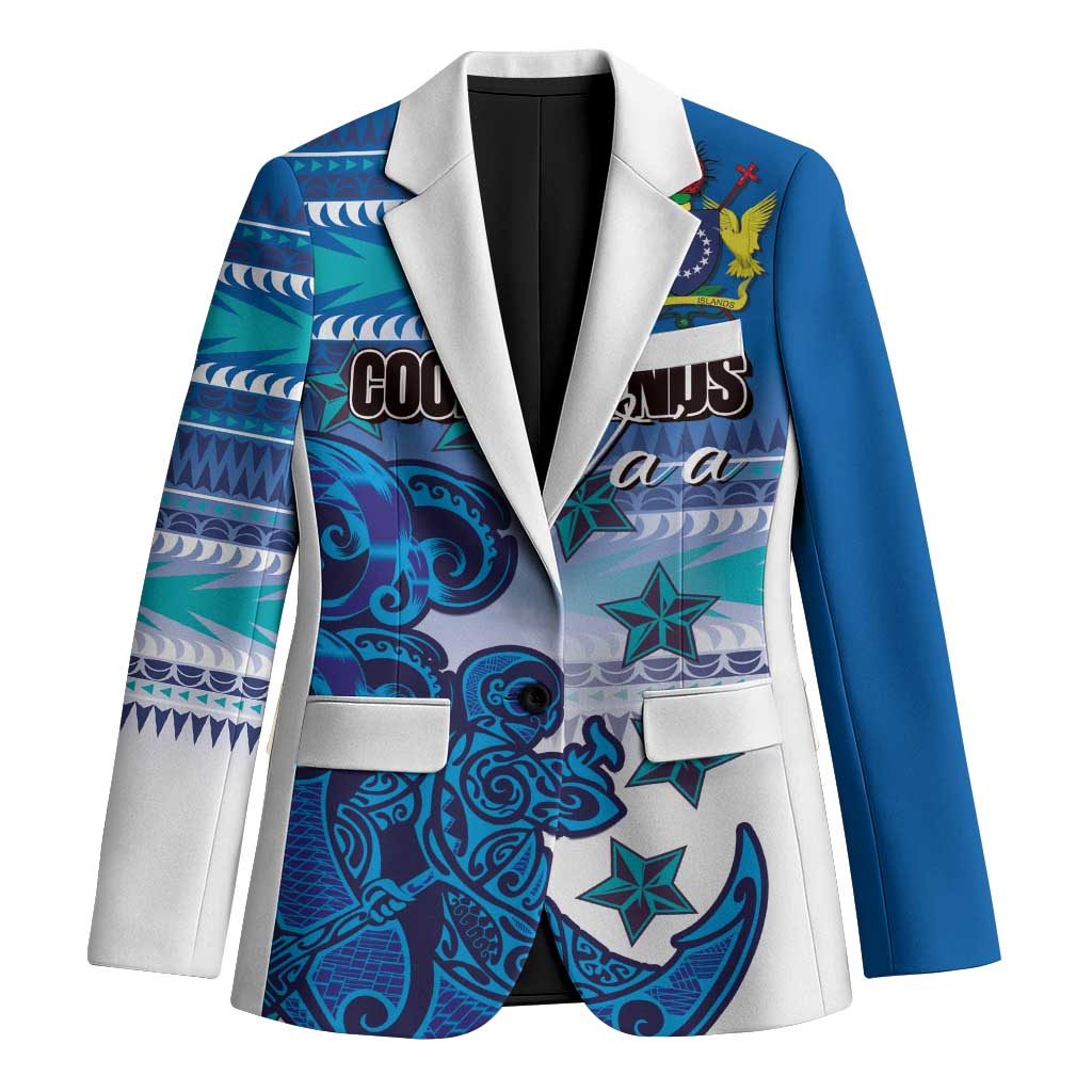 Personalised Cook Islands Va'a Race Blazer Te Tatau Tattoos Sporty Style Light Blue Color - Polynesian Pride