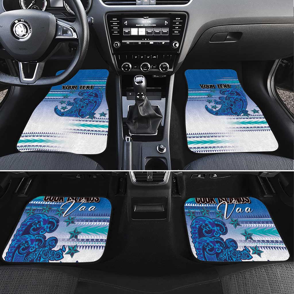 Personalised Cook Islands Va'a Race Car Mats Te Tatau Tattoos Sporty Style Light Blue Color LT03 Set 4pcs Blue - Polynesian Pride