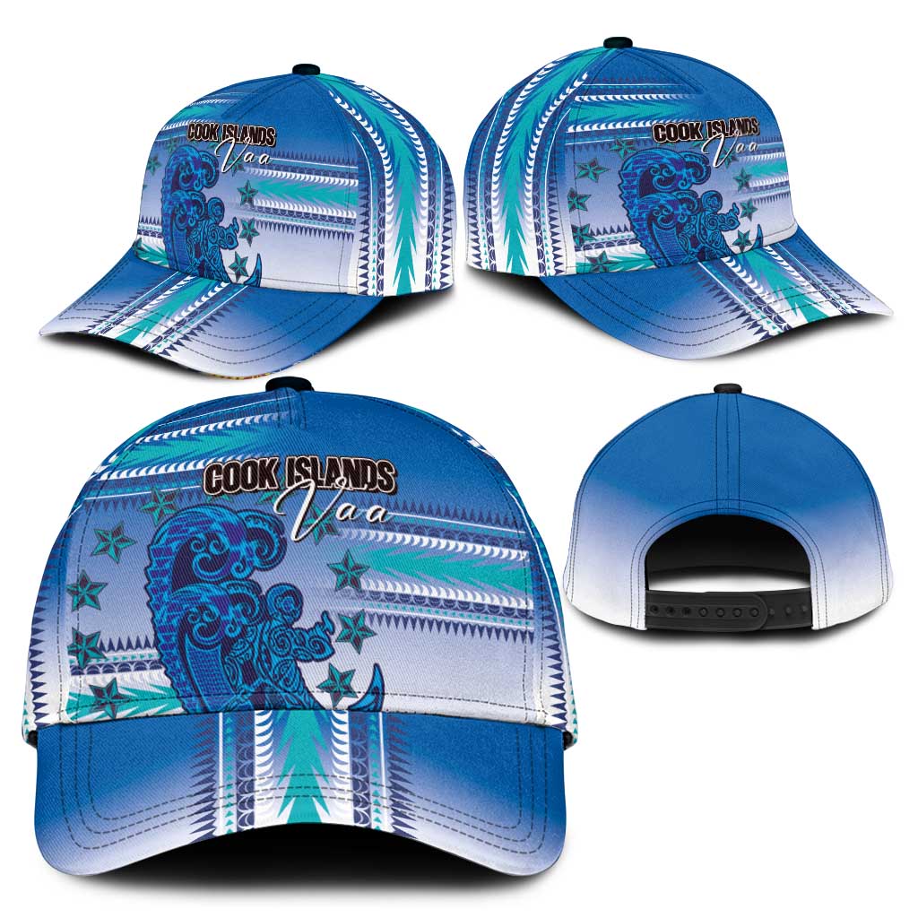 Cook Islands Va'a Race Classic Cap Te Tatau Tattoos Sporty Style Light Blue Color - Polynesian Pride