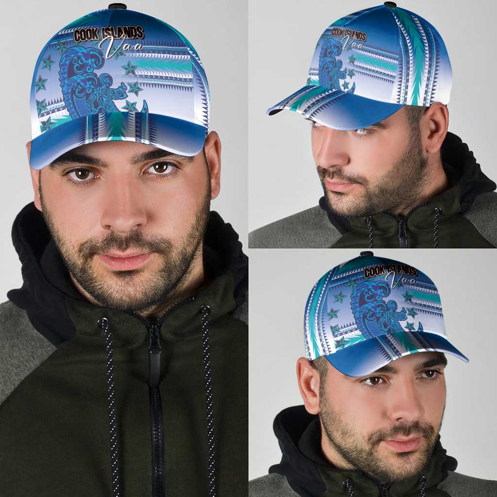 Cook Islands Va'a Race Classic Cap Te Tatau Tattoos Sporty Style Light Blue Color - Polynesian Pride
