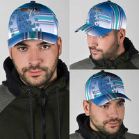 Cook Islands Va'a Race Classic Cap Te Tatau Tattoos Sporty Style Light Blue Color - Polynesian Pride