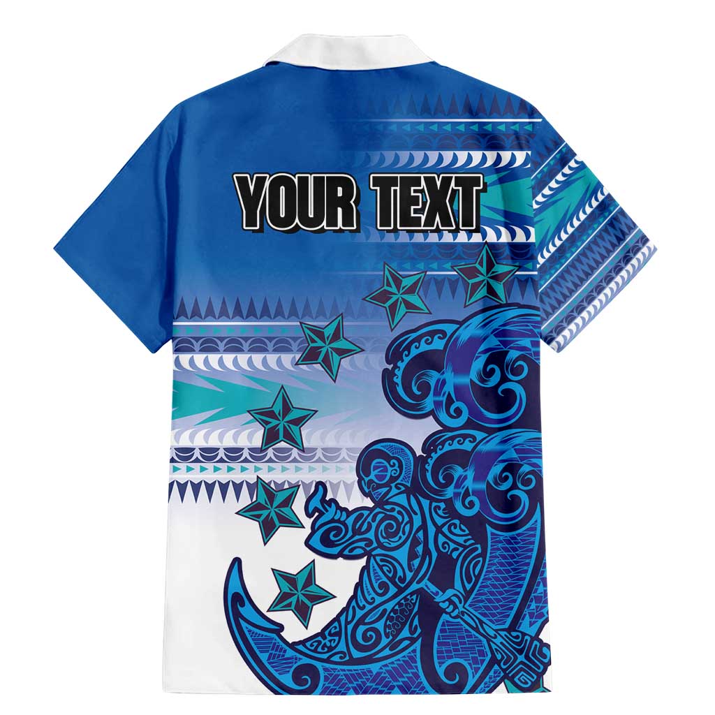 Personalised Cook Islands Va'a Race Family Matching Mermaid Dress and Hawaiian Shirt Te Tatau Tattoos Sporty Style Light Blue Color - Polynesian Pride