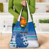 Cook Islands Va'a Race Grocery Bag Te Tatau Tattoos Sporty Style Light Blue Color - Polynesian Pride