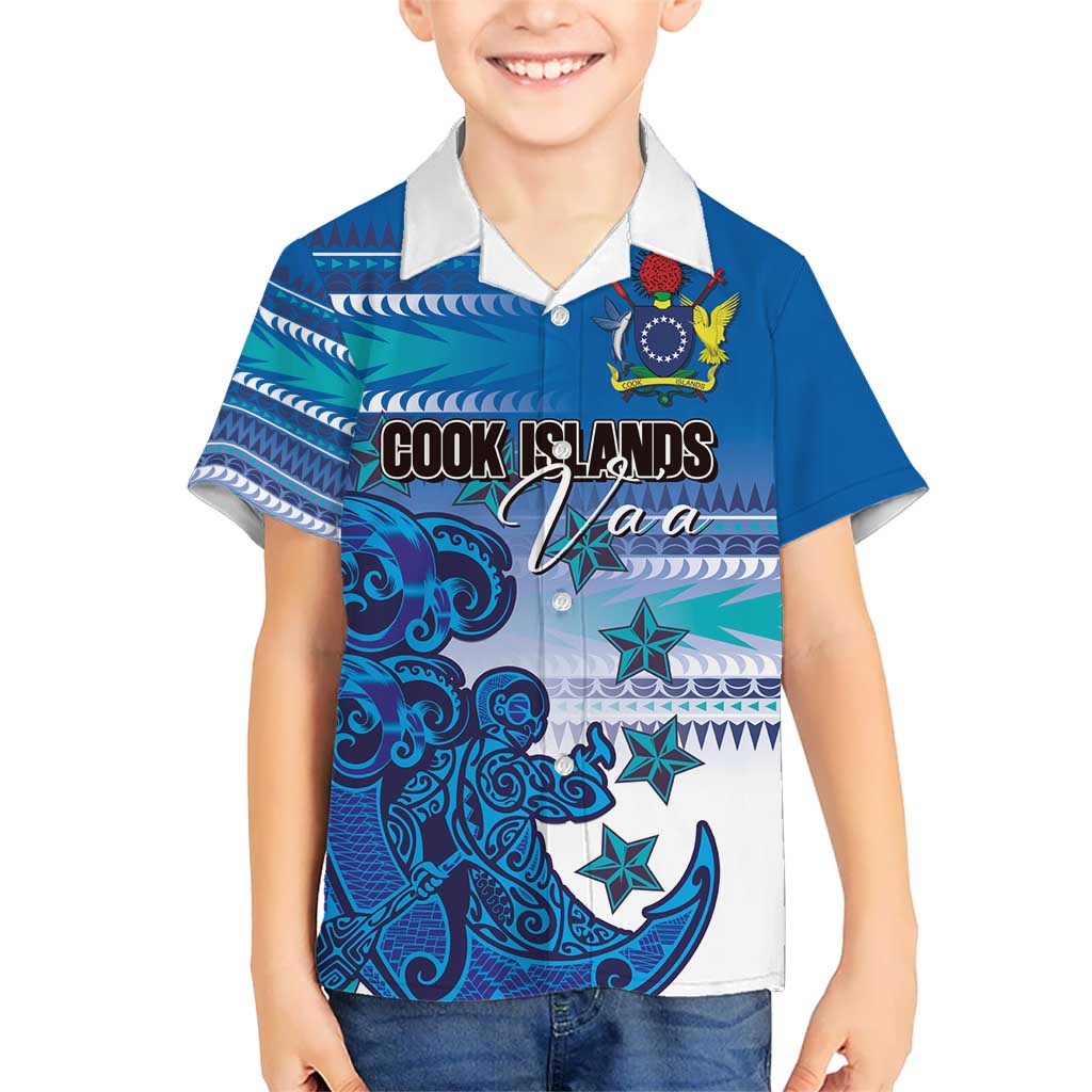 Personalised Cook Islands Va'a Race Hawaiian Shirt Te Tatau Tattoos Sporty Style Light Blue Color - Polynesian Pride
