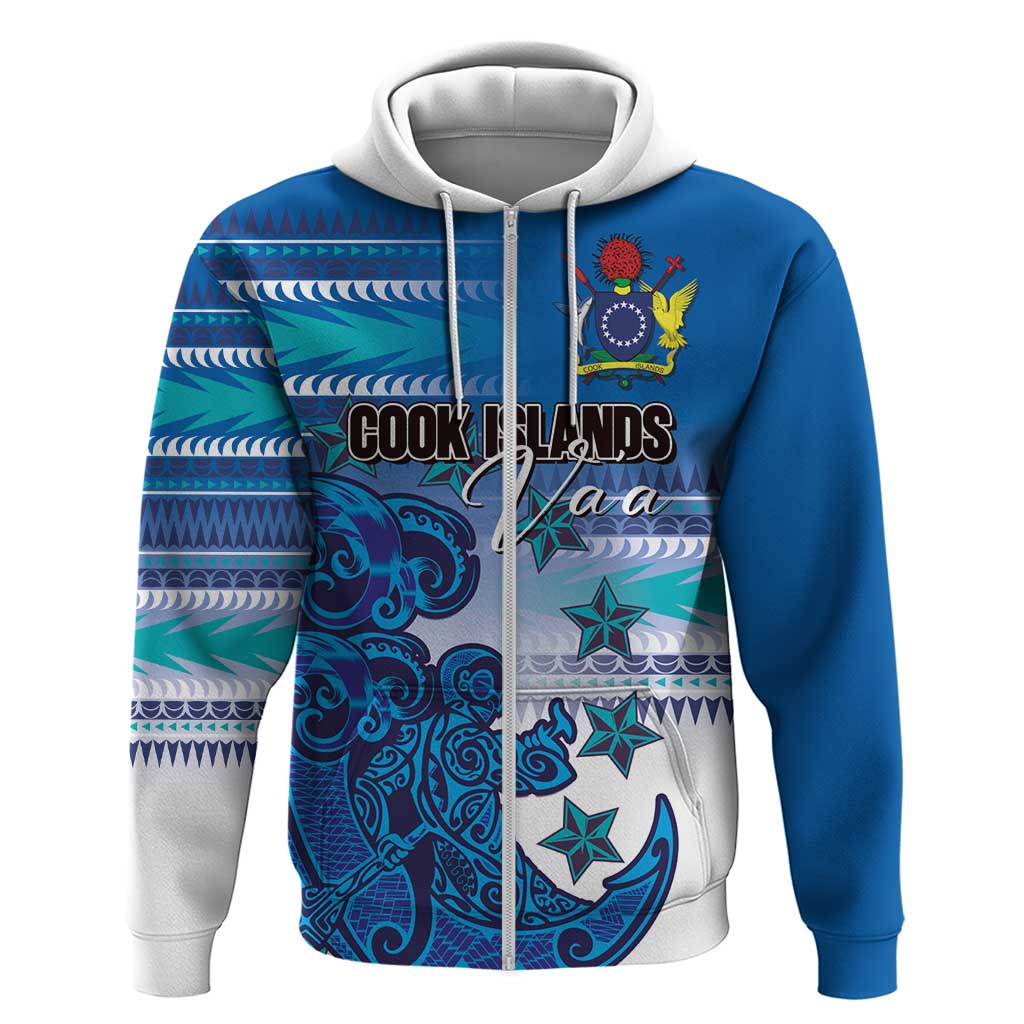 Personalised Cook Islands Va'a Race Hoodie Te Tatau Tattoos Sporty Style Light Blue Color - Polynesian Pride