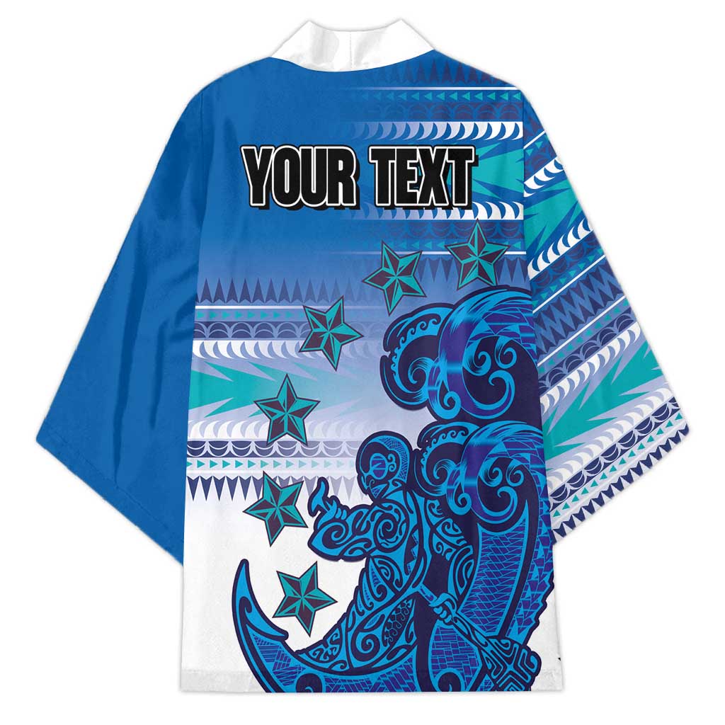 Personalised Cook Islands Va'a Race Kimono Te Tatau Tattoos Sporty Style Light Blue Color - Polynesian Pride