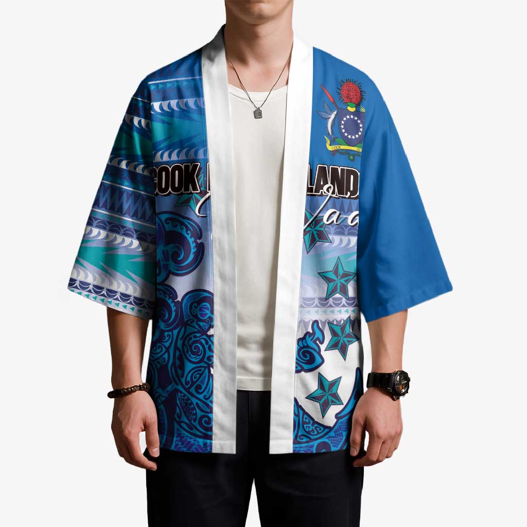 Personalised Cook Islands Va'a Race Kimono Te Tatau Tattoos Sporty Style Light Blue Color - Polynesian Pride
