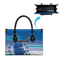 Cook Islands Va'a Race Leather Bag Te Tatau Tattoos Sporty Style Light Blue Color - Polynesian Pride
