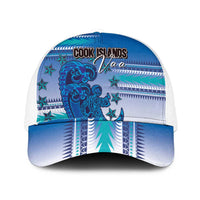 Cook Islands Va'a Race Mesh Trucker Cap Te Tatau Tattoos Sporty Style Light Blue Color - Polynesian Pride