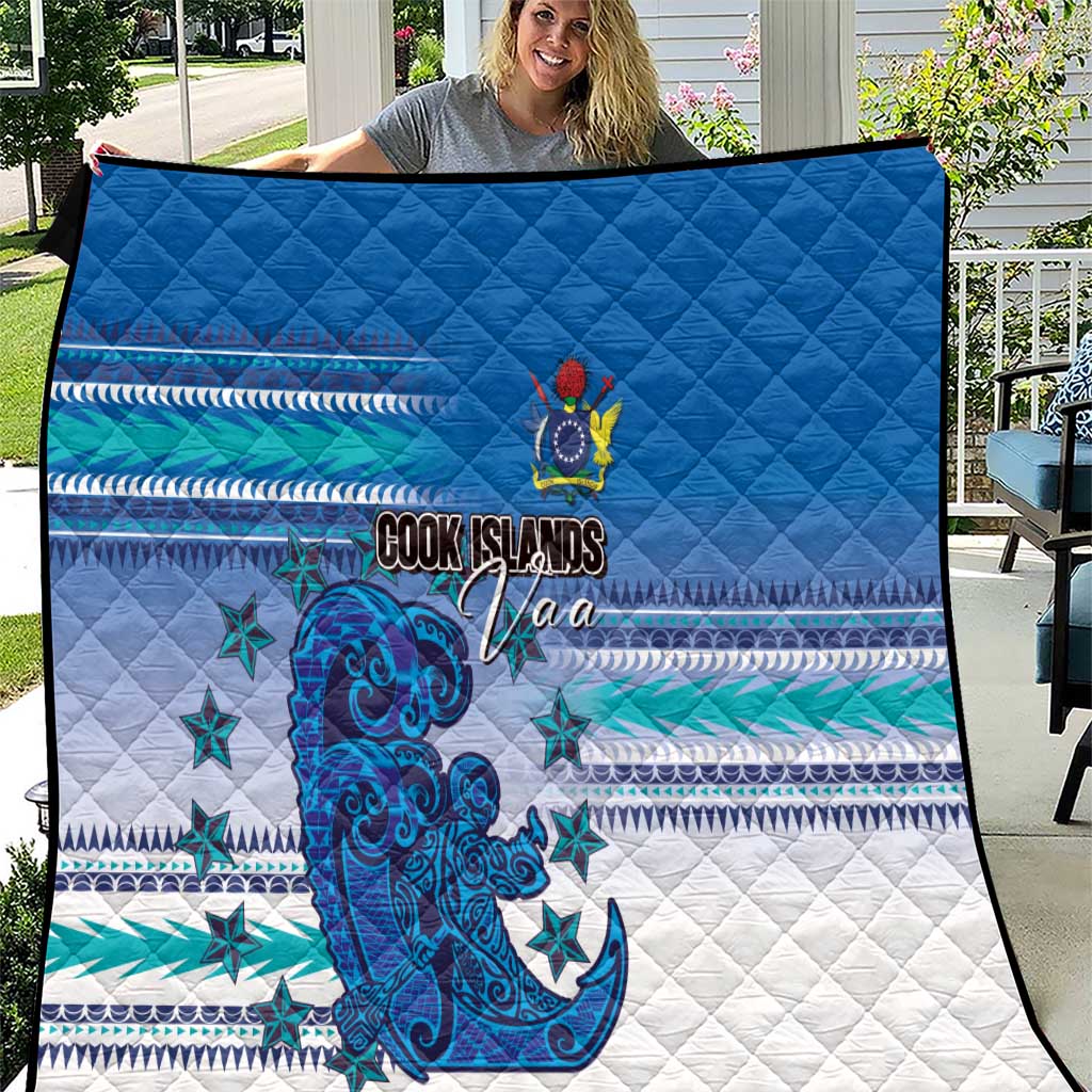 Cook Islands Va'a Race Quilt Te Tatau Tattoos Sporty Style Light Blue Color - Polynesian Pride