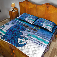 Cook Islands Va'a Race Quilt Bed Set Te Tatau Tattoos Sporty Style Light Blue Color - Polynesian Pride