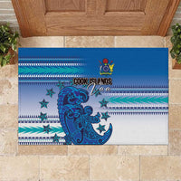 Cook Islands Va'a Race Rubber Doormat Te Tatau Tattoos Sporty Style Light Blue Color - Polynesian Pride