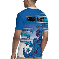 Personalised Cook Islands Va'a Race Rugby Jersey Te Tatau Tattoos Sporty Style Light Blue Color - Polynesian Pride