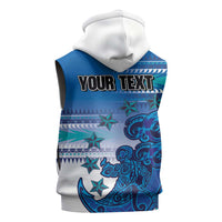 Personalised Cook Islands Va'a Race Sleeveless Zip Hoodie Te Tatau Tattoos Sporty Style Light Blue Color - Polynesian Pride