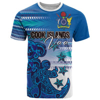 Personalised Cook Islands Va'a Race T Shirt Te Tatau Tattoos Sporty Style Light Blue Color - Polynesian Pride