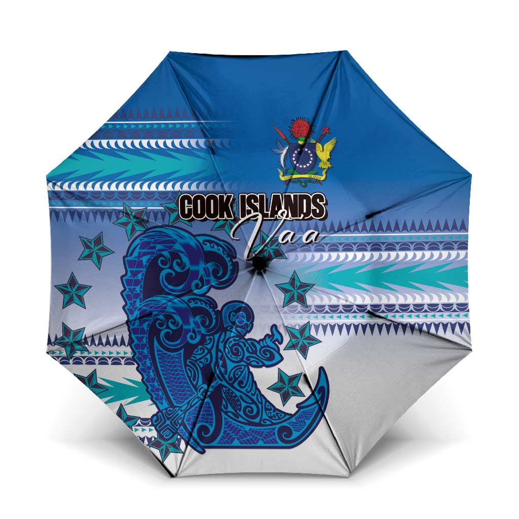 Cook Islands Va'a Race Umbrella Te Tatau Tattoos Sporty Style Light Blue Color - Polynesian Pride