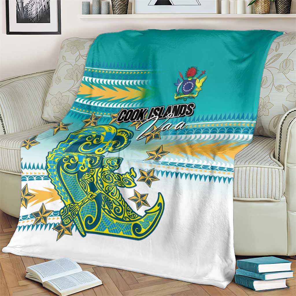 Cook Islands Va'a Race Blanket Te Tatau Tattoos Sporty Style Turquoise Color - Polynesian Pride
