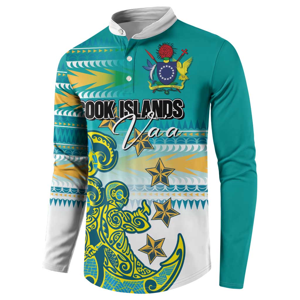 Personalised Cook Islands Va'a Race Button Sweatshirt Te Tatau Tattoos Sporty Style Turquoise Color - Polynesian Pride