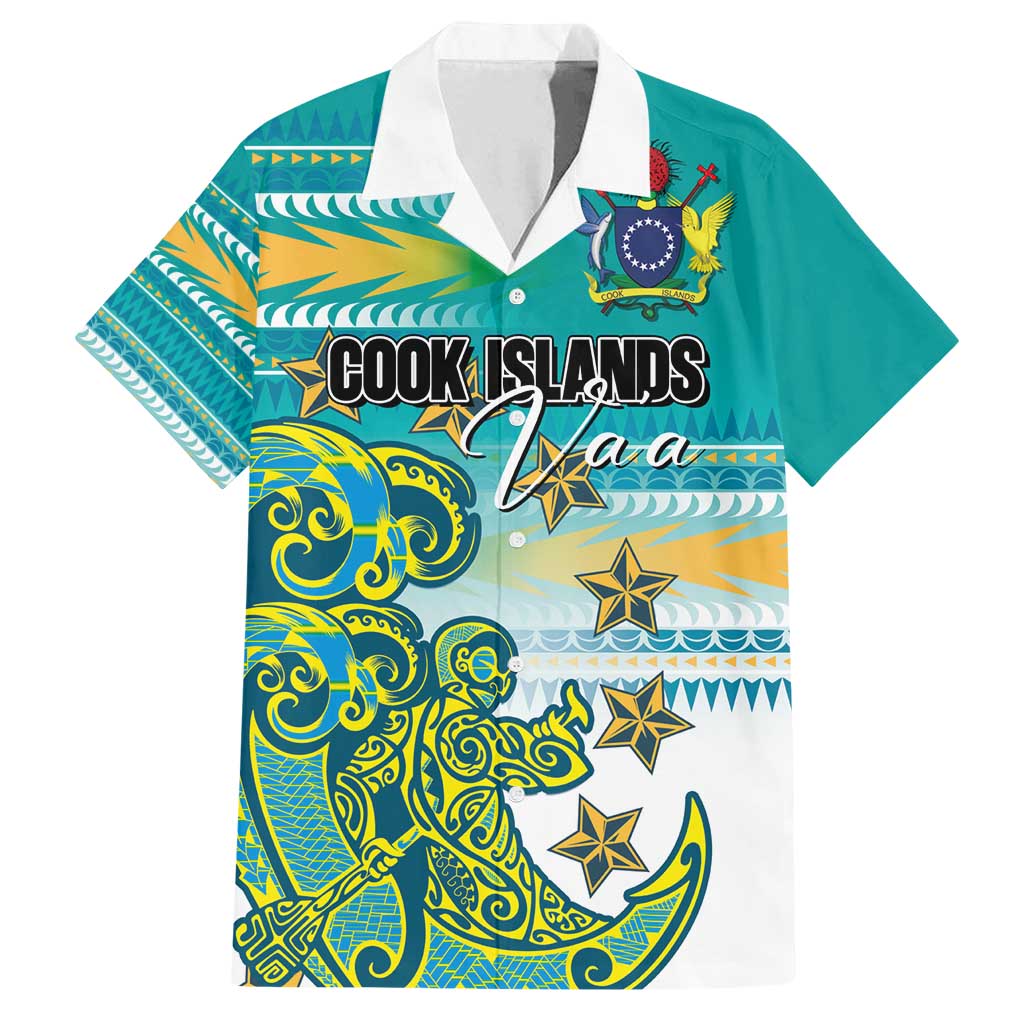 Personalised Cook Islands Va'a Race Family Matching Long Sleeve Bodycon Dress and Hawaiian Shirt Te Tatau Tattoos Sporty Style Turquoise Color - Polynesian Pride