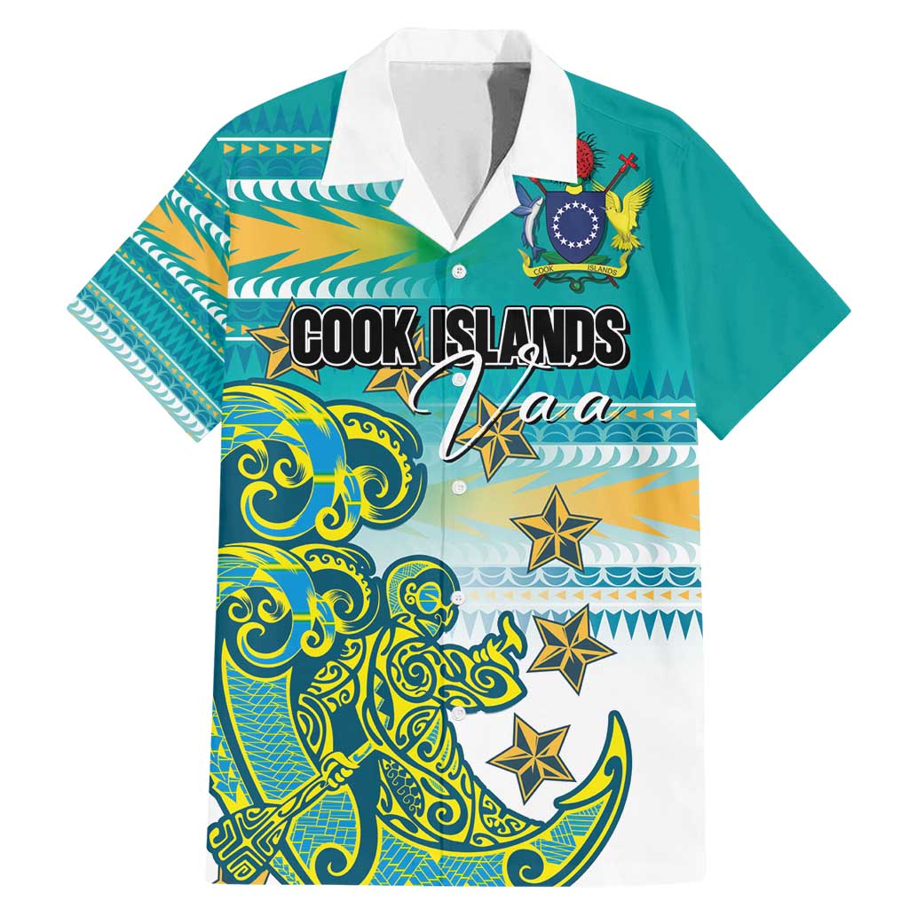Personalised Cook Islands Va'a Race Family Matching Mermaid Dress and Hawaiian Shirt Te Tatau Tattoos Sporty Style Turquoise Color - Polynesian Pride