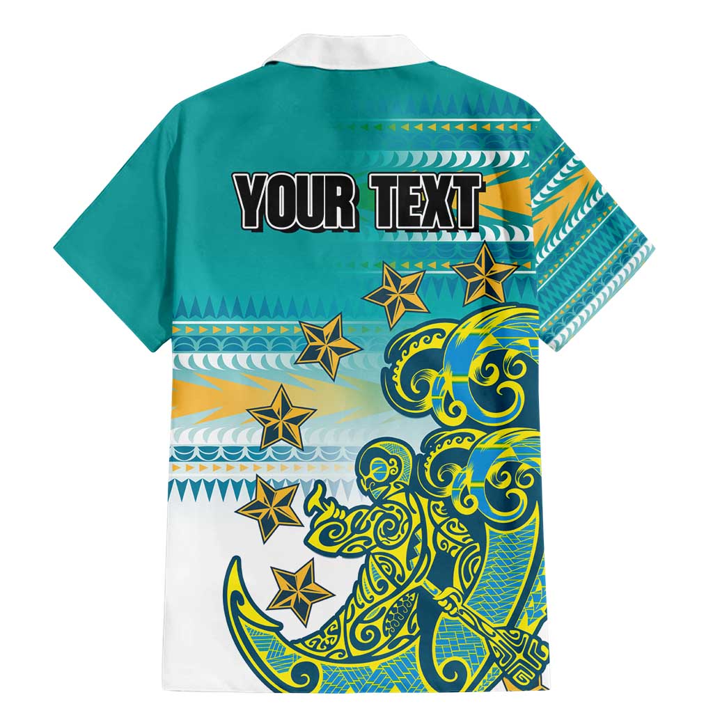 Personalised Cook Islands Va'a Race Family Matching Mermaid Dress and Hawaiian Shirt Te Tatau Tattoos Sporty Style Turquoise Color - Polynesian Pride