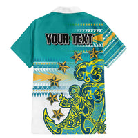 Personalised Cook Islands Va'a Race Family Matching Mermaid Dress and Hawaiian Shirt Te Tatau Tattoos Sporty Style Turquoise Color - Polynesian Pride