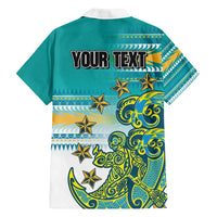 Personalised Cook Islands Va'a Race Family Matching Puletasi and Hawaiian Shirt Te Tatau Tattoos Sporty Style Turquoise Color - Polynesian Pride