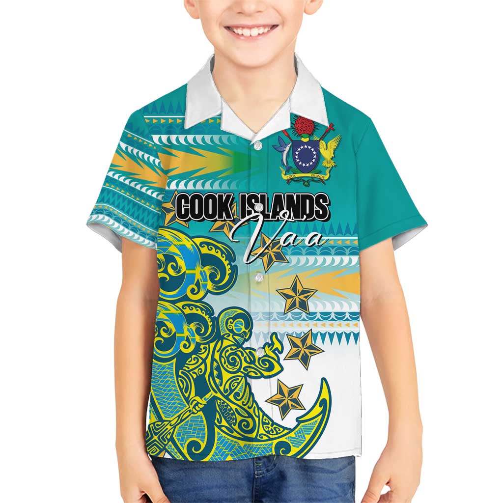 Personalised Cook Islands Va'a Race Family Matching Summer Maxi Dress and Hawaiian Shirt Te Tatau Tattoos Sporty Style Turquoise Color - Polynesian Pride