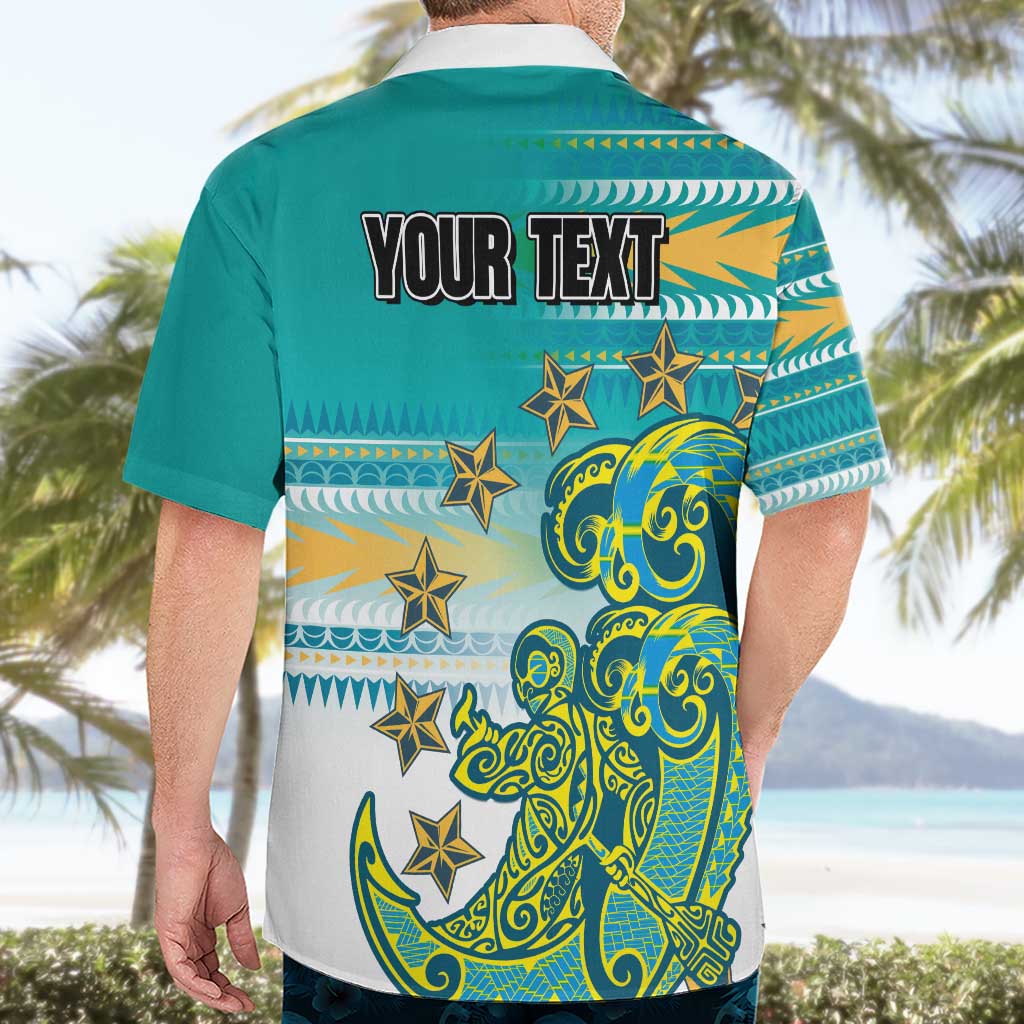 Personalised Cook Islands Va'a Race Hawaiian Shirt Te Tatau Tattoos Sporty Style Turquoise Color - Polynesian Pride