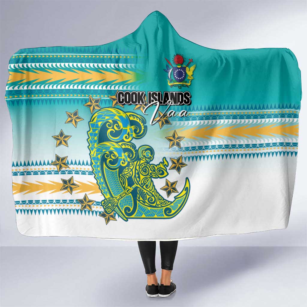 Cook Islands Va'a Race Hooded Blanket Te Tatau Tattoos Sporty Style Turquoise Color - Polynesian Pride