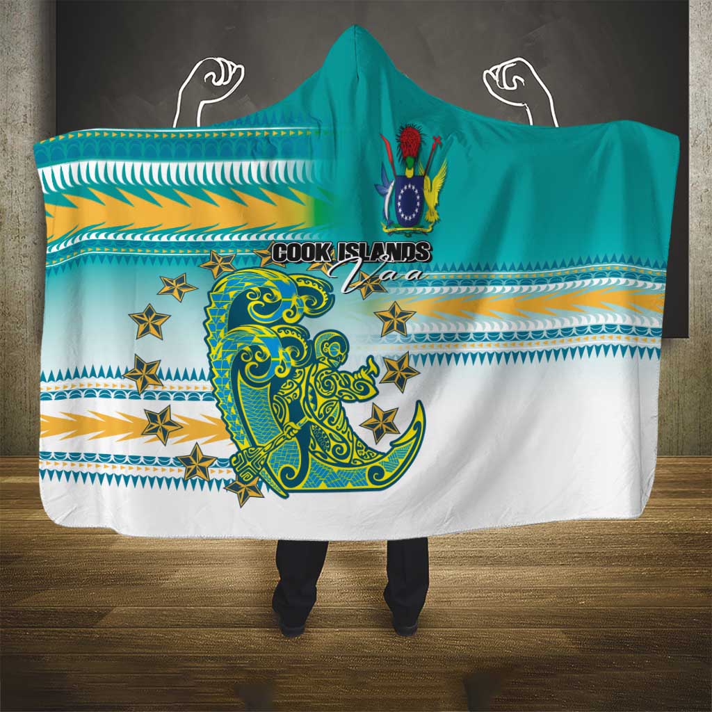 Cook Islands Va'a Race Hooded Blanket Te Tatau Tattoos Sporty Style Turquoise Color - Polynesian Pride
