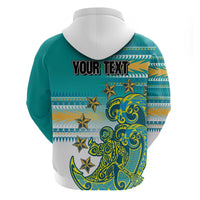 Personalised Cook Islands Va'a Race Hoodie Te Tatau Tattoos Sporty Style Turquoise Color - Polynesian Pride
