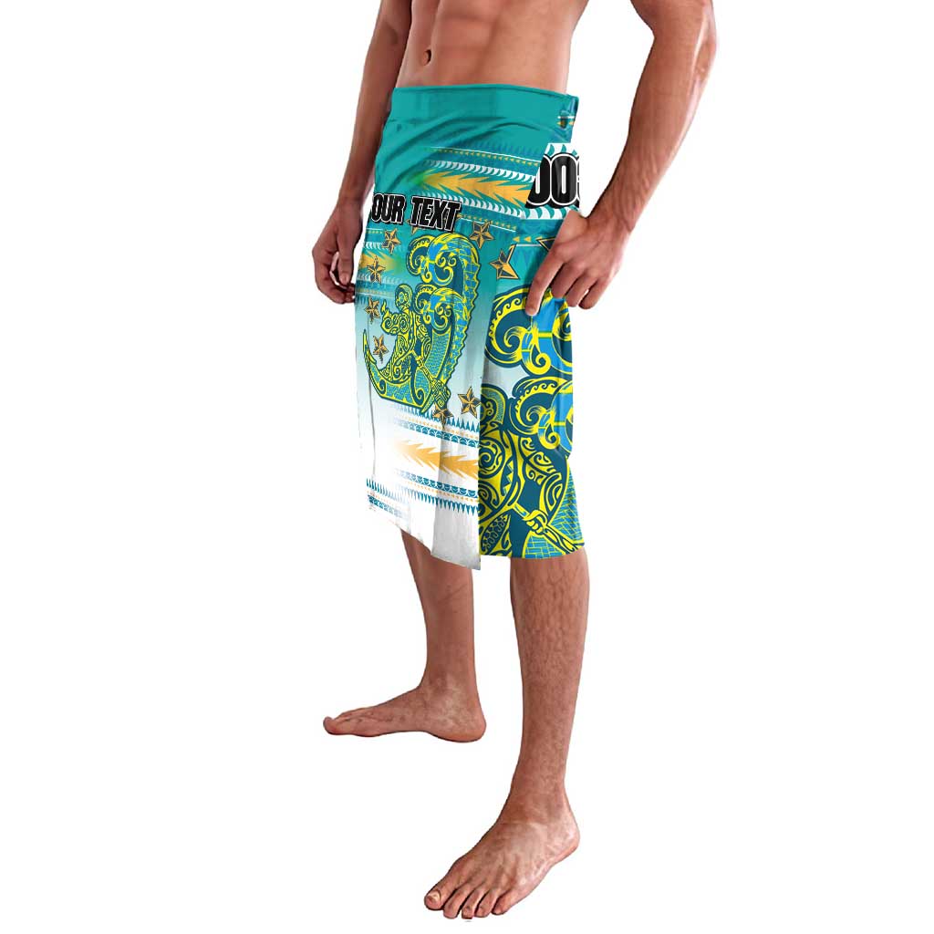 Personalised Cook Islands Va'a Race Lavalava Te Tatau Tattoos Sporty Style Turquoise Color - Polynesian Pride