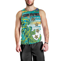 Personalised Cook Islands Va'a Race Men Tank Top Te Tatau Tattoos Sporty Style Turquoise Color - Polynesian Pride