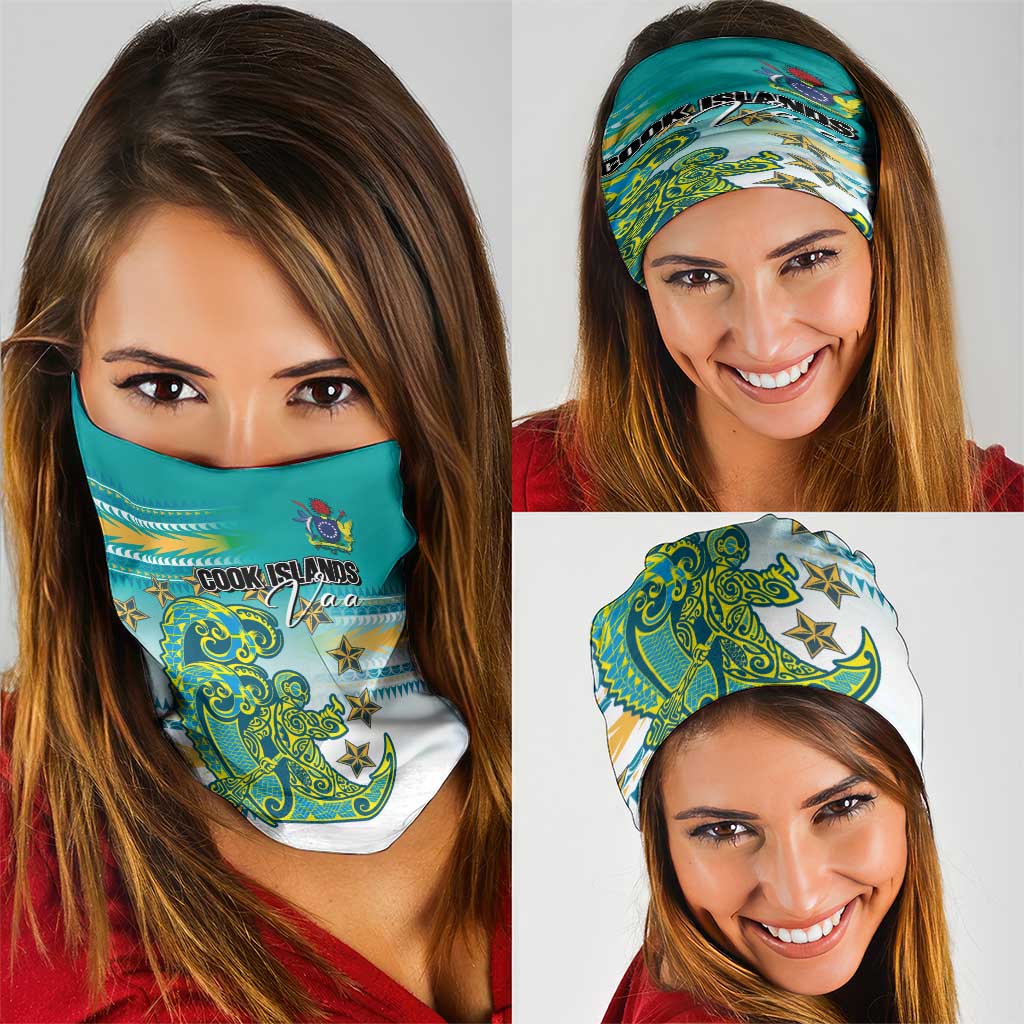 Cook Islands Va'a Race Neck Gaiter Te Tatau Tattoos Sporty Style Turquoise Color - Polynesian Pride