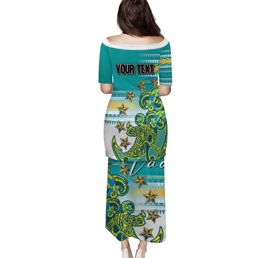 Personalised Cook Islands Va'a Race Puletasi Te Tatau Tattoos Sporty Style Turquoise Color - Polynesian Pride