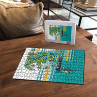 Cook Islands Va'a Race Puzzle Te Tatau Tattoos Sporty Style Turquoise Color - Polynesian Pride