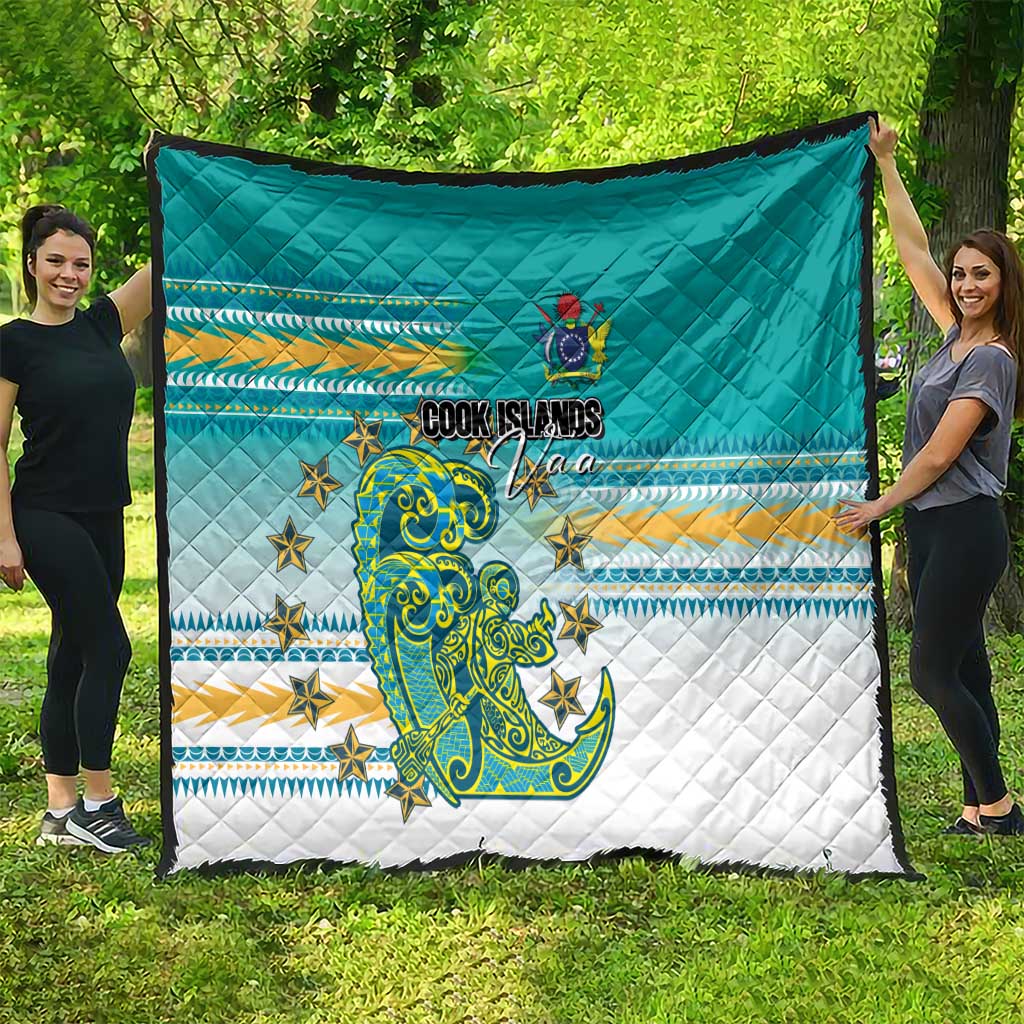 Cook Islands Va'a Race Quilt Te Tatau Tattoos Sporty Style Turquoise Color - Polynesian Pride